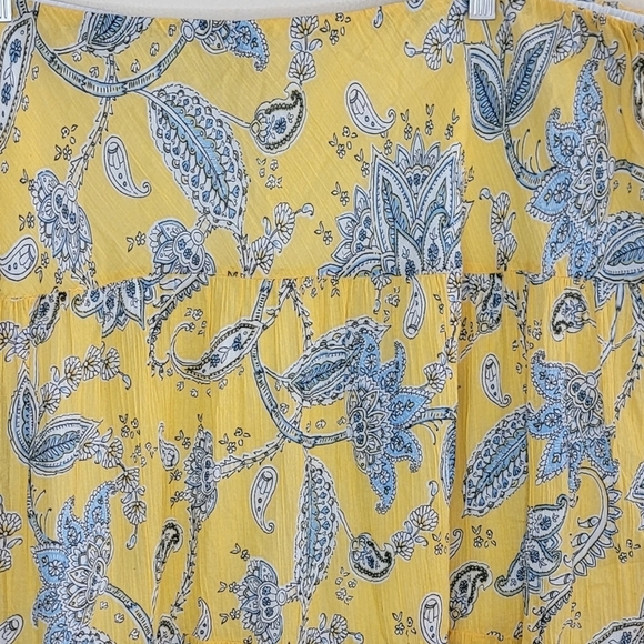 Chaps | Yellow Navy White Paisley Floral Print Skirt Size 3X - Picture 2 of 5